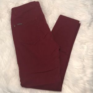 SOLD- Bright Red High Rise Skinny Jeans